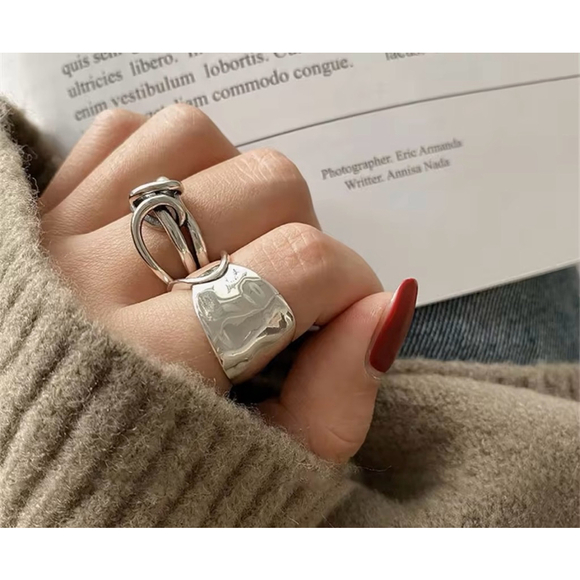 Unisex Unique 925 Sterling Silver Band Ring, Adjustable‎ - Picture 1 of 13